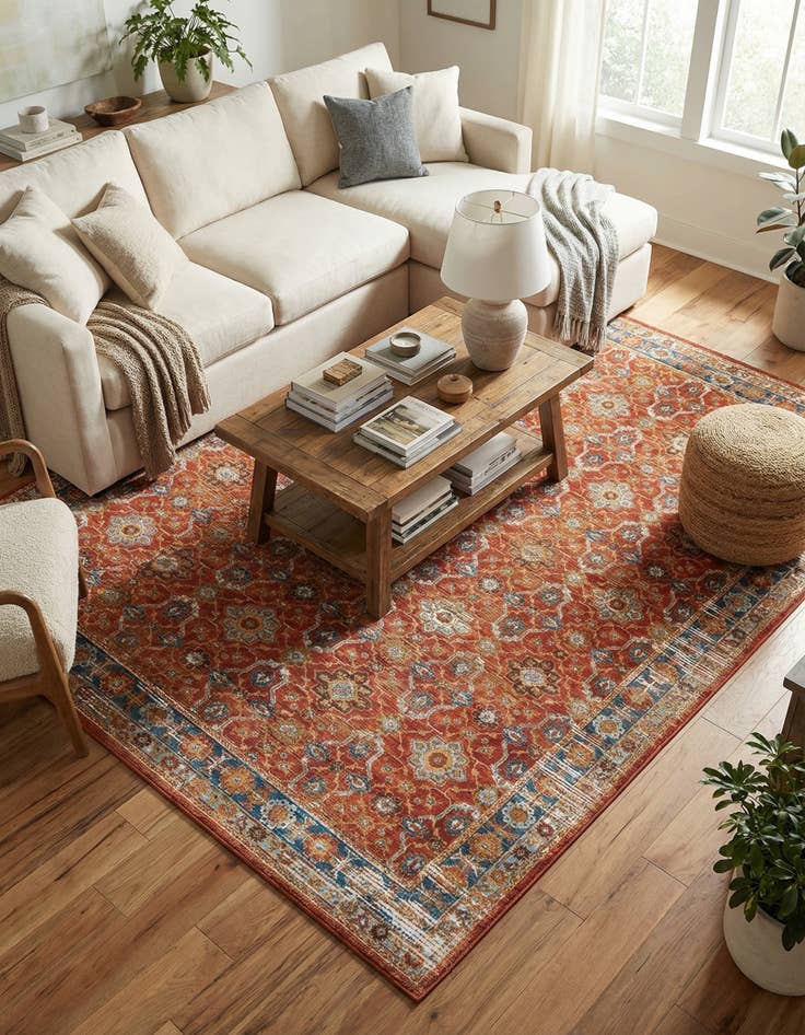 Detail image of 9' x 12'  Washable Traditional Indoor / Outdoor Rug