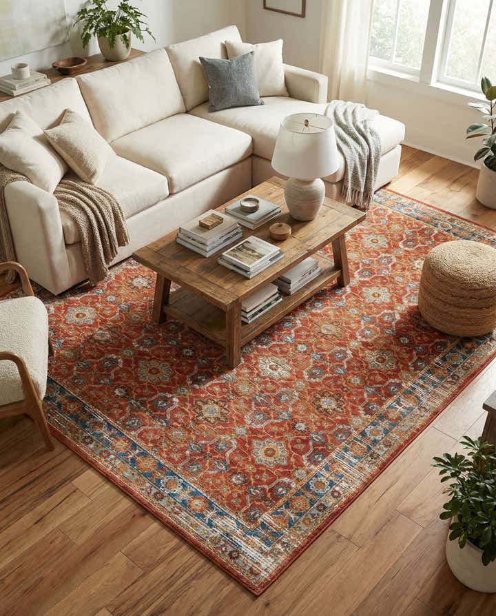 9' x 12' Easy-Clean Traditional Indoor / Outdoor Rug