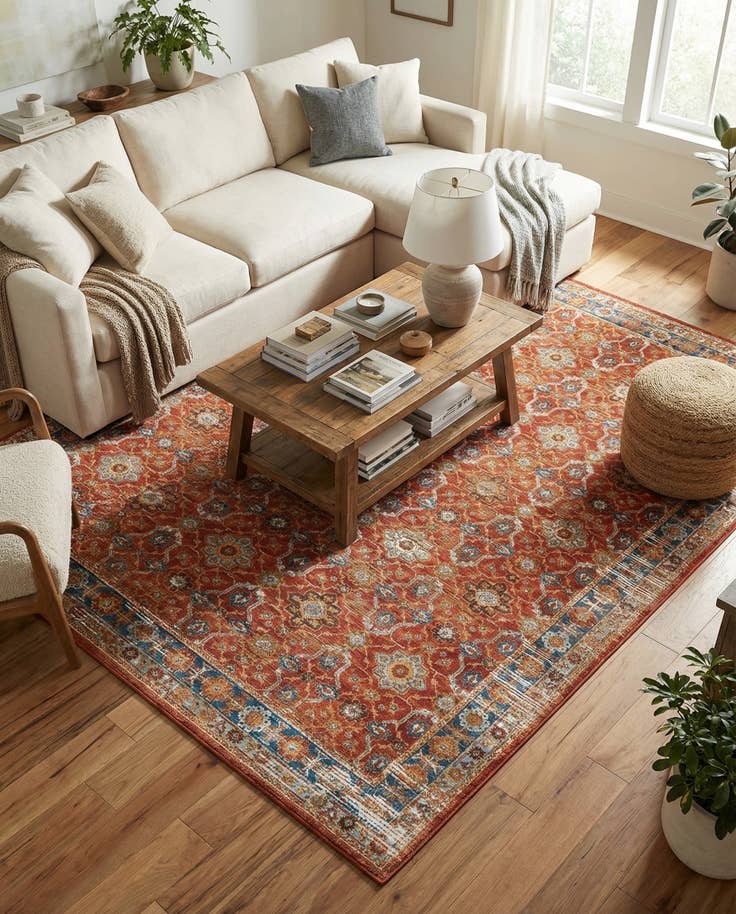 Detail image of 9' x 12' Easy-Clean Traditional Indoor / Outdoor Rug