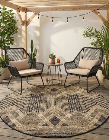 5' x 5' Easy-Clean Modern Indoor / Outdoor Round Rug
