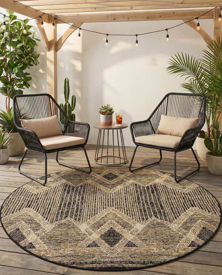 5' x 5' Easy-Clean Modern Indoor / Outdoor Round Rug