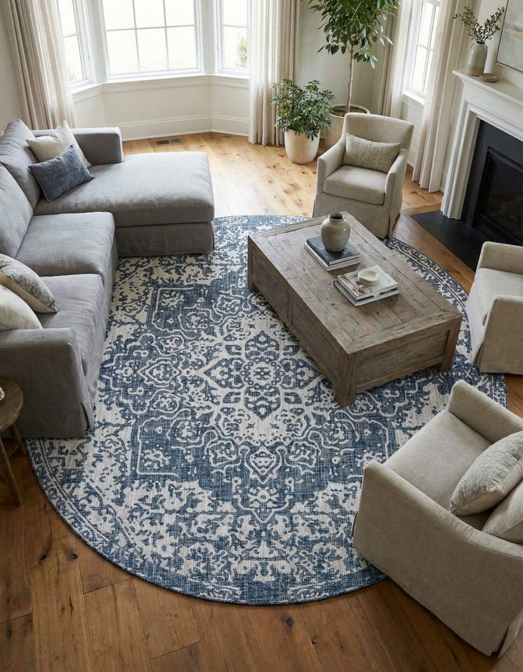 Detail image of 10' 8 x 10' 8 Easy-Clean Jill Zarin Dubai Indoor / Outdoor Round Rug