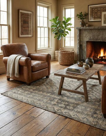 4' x 6' 1 Hand Woven Kilim Maymana Wool Rug