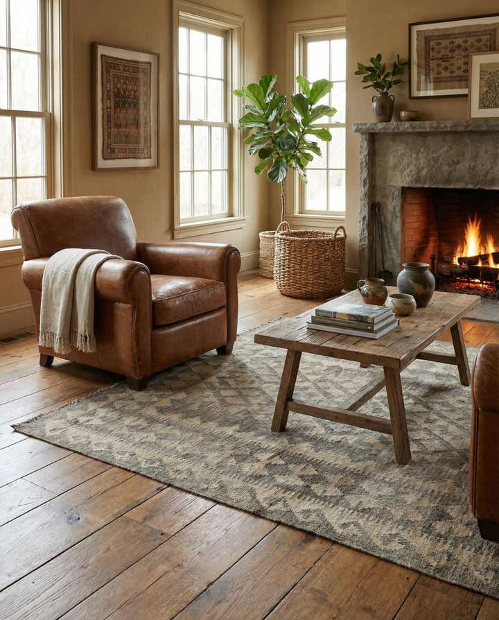 4' x 6' 1 Hand Woven Kilim Maymana Wool Rug