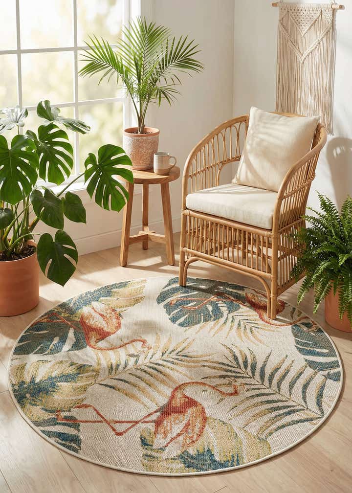 5' 3 x 5' 3 Easy-Clean Baja Indoor / Outdoor Round Rug