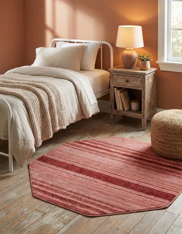 Rusty Pink Rose Gemstone Octagon Rug