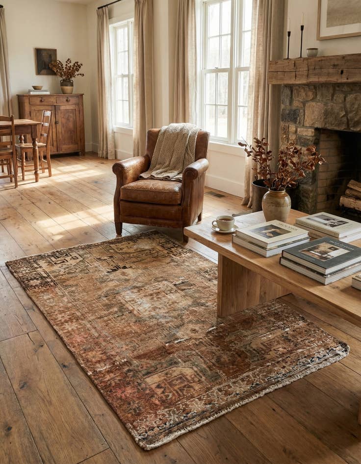 Detail image of 3' 2 x 4' 10  Hand Knotted Ultra Vintage Persian Wool Rug