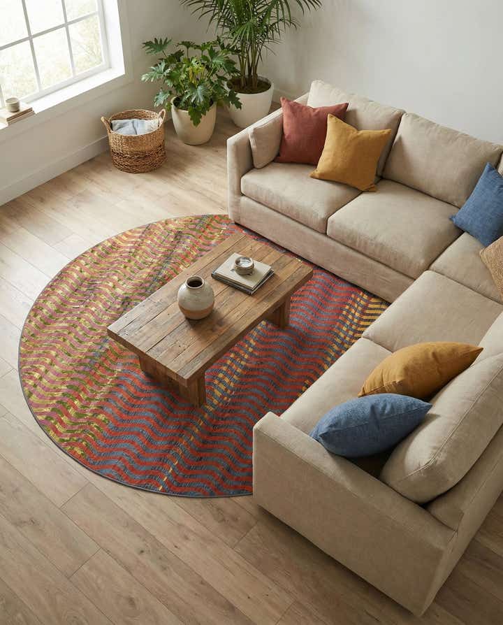 8' x 8' Easy-Clean Modern Indoor / Outdoor Round Rug