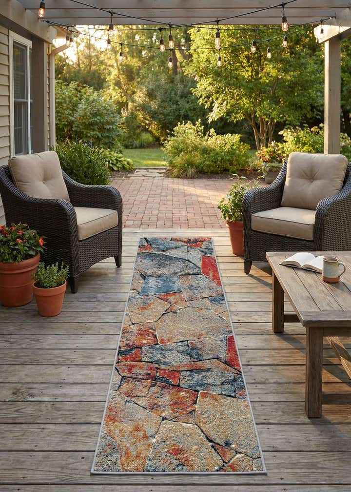 2' x 8' Easy-Clean Modern Indoor / Outdoor Runner Rug