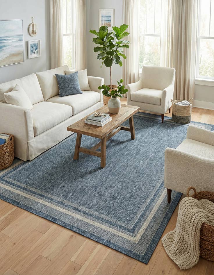 Detail image of  9' x 12'  Washable Border Indoor / Outdoor Rug