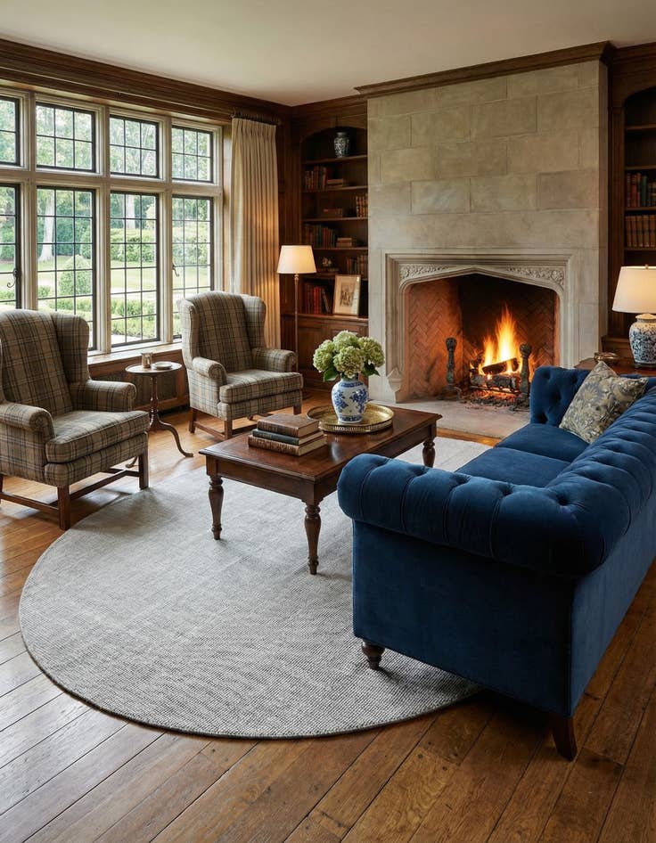 Detail image of 7' 10 x 10'  Hand Woven Jill Zarin English Manor Wool Oval Rug