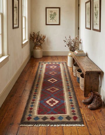 2' x 6' 6 Hand Woven Kilim Maymana Wool Runner Rug