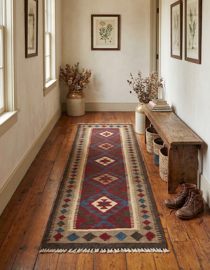 2' x 6' 6 Hand Woven Kilim Maymana Wool Runn...