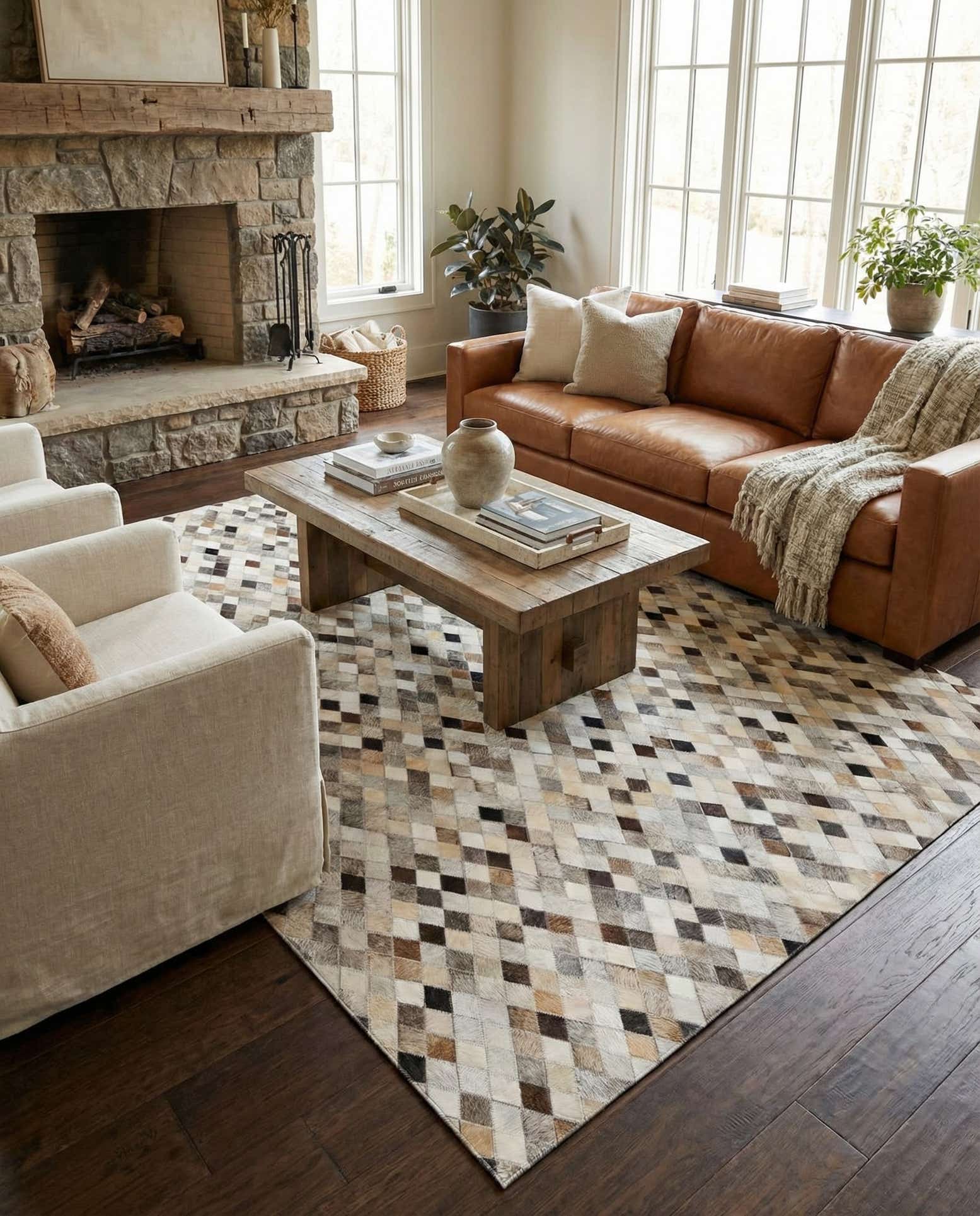 5' 7 x 7' 11 Cowhide Stocks Rug