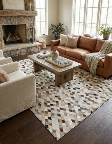 5' 7 x 7' 11 Cowhide Stocks Rug