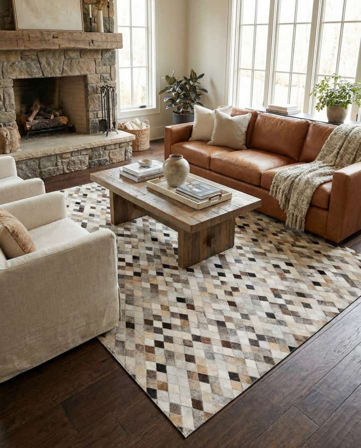 5' 7 x 7' 11 Cowhide Stocks Rug