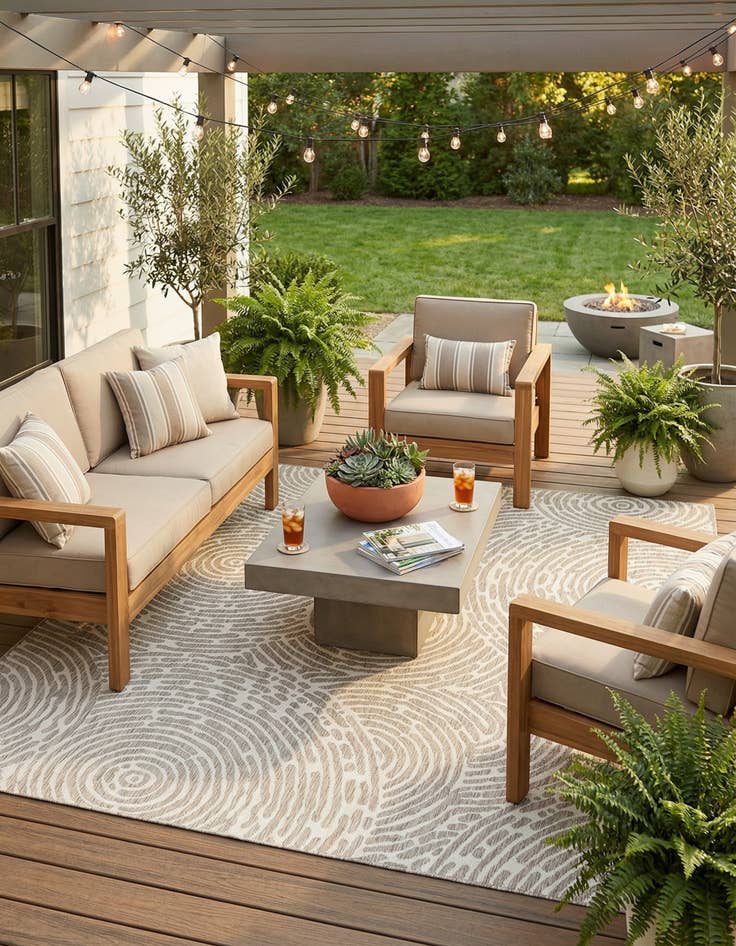 Detail image of 10' x 10' Easy-Clean Modern Indoor / Outdoor Square Rug