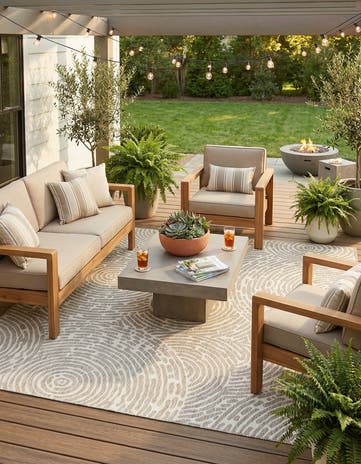 10' x 10' Easy-Clean Modern Indoor / Outdoor Square Rug