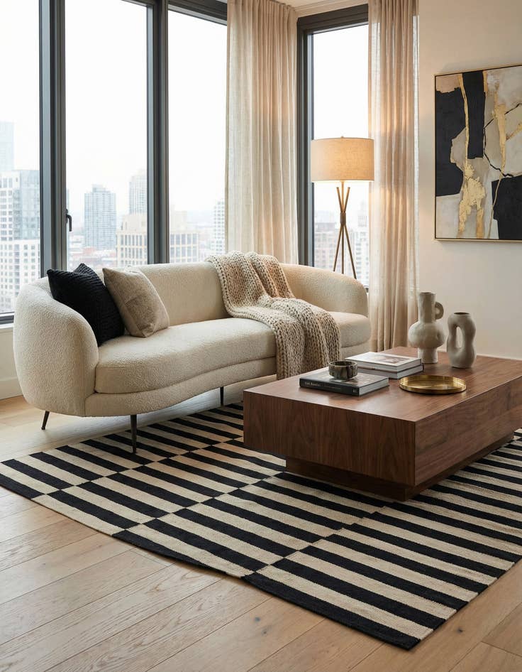 Detail image of 5' 8 x 7' 11  Hand Woven Kilim Modern Wool Rug