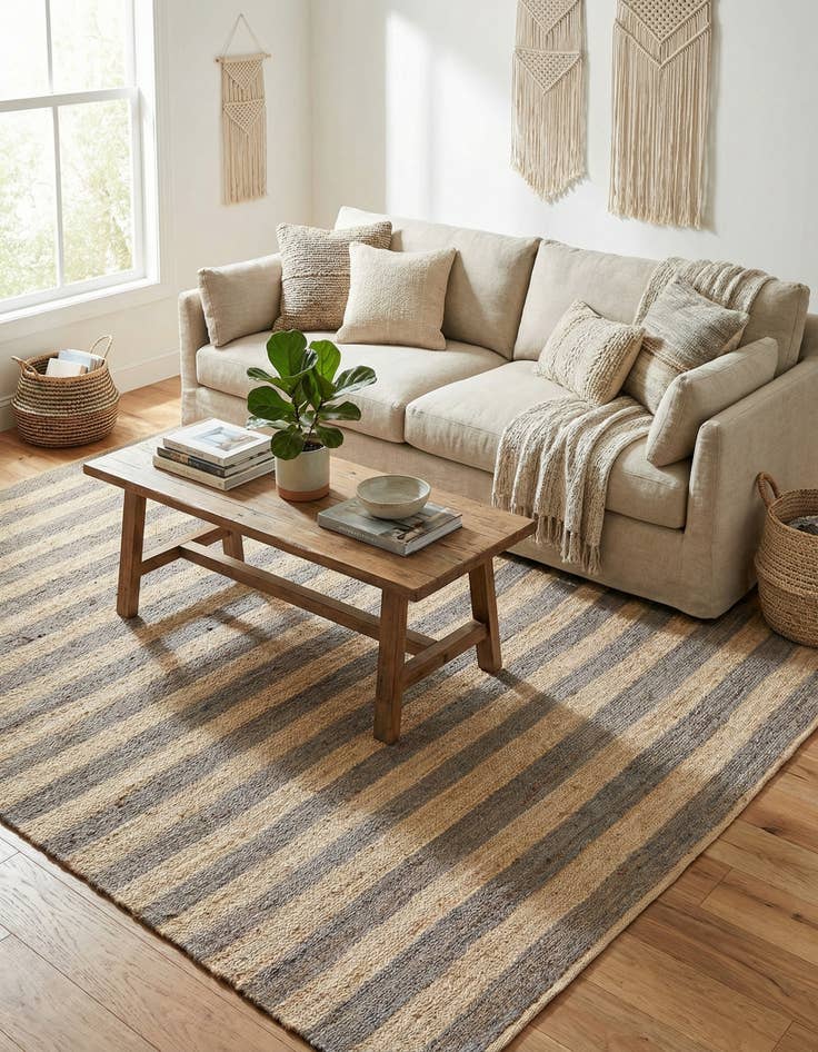 Detail image of 9' x 12'  Hand Braided Jute Rug