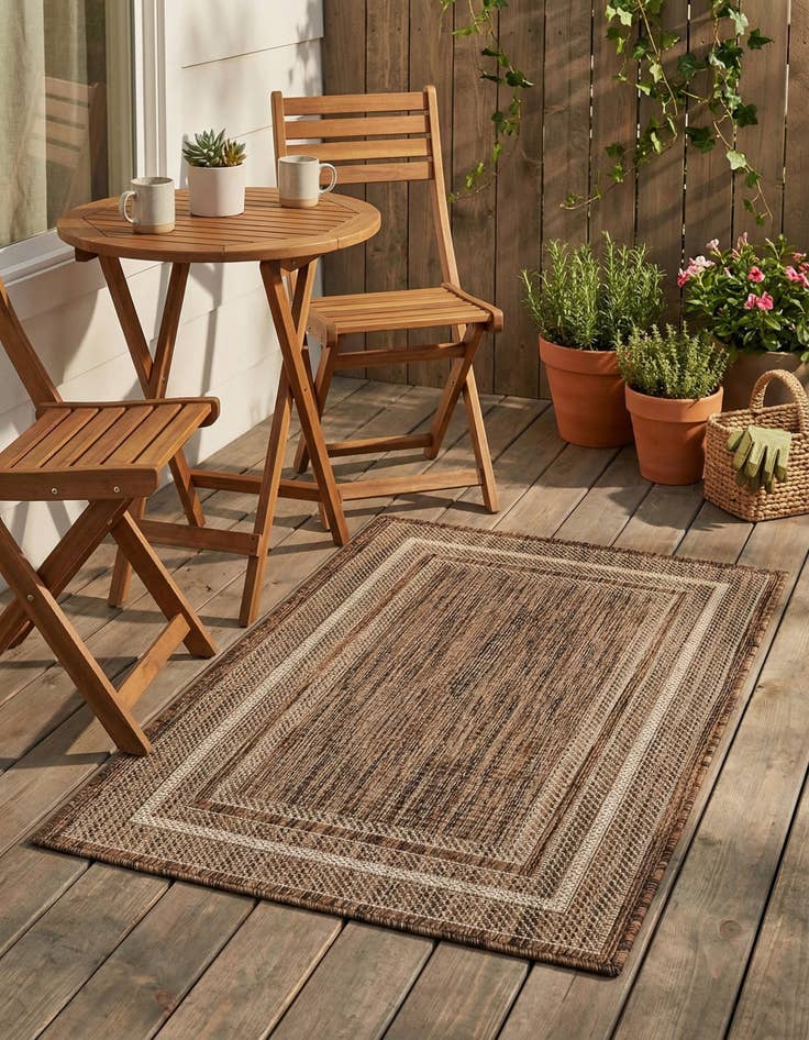 Detail image of  2' x 3' 1  Washable Border Indoor / Outdoor Rug