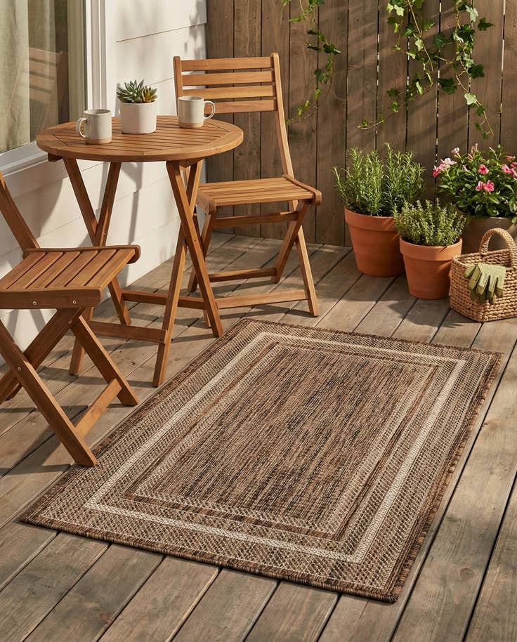 Detail image of 2' x 3' 1 Easy-Clean Border Indoor / Outdoor Rug