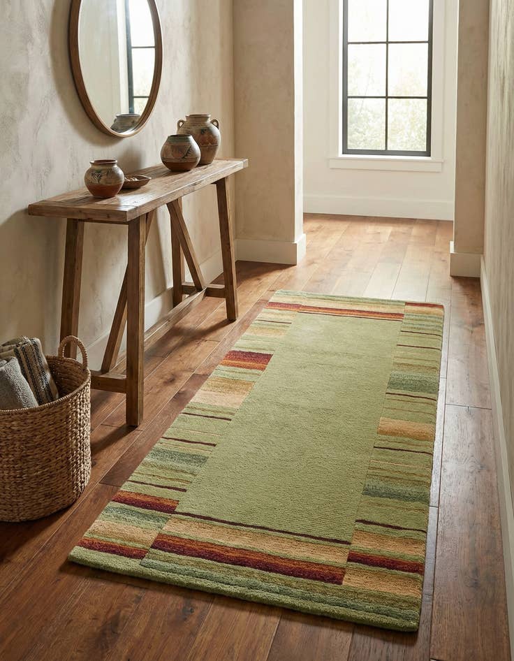 Detail image of 2' 4 x 4' 7  Hand Knotted Gabbeh Wool Runner Rug