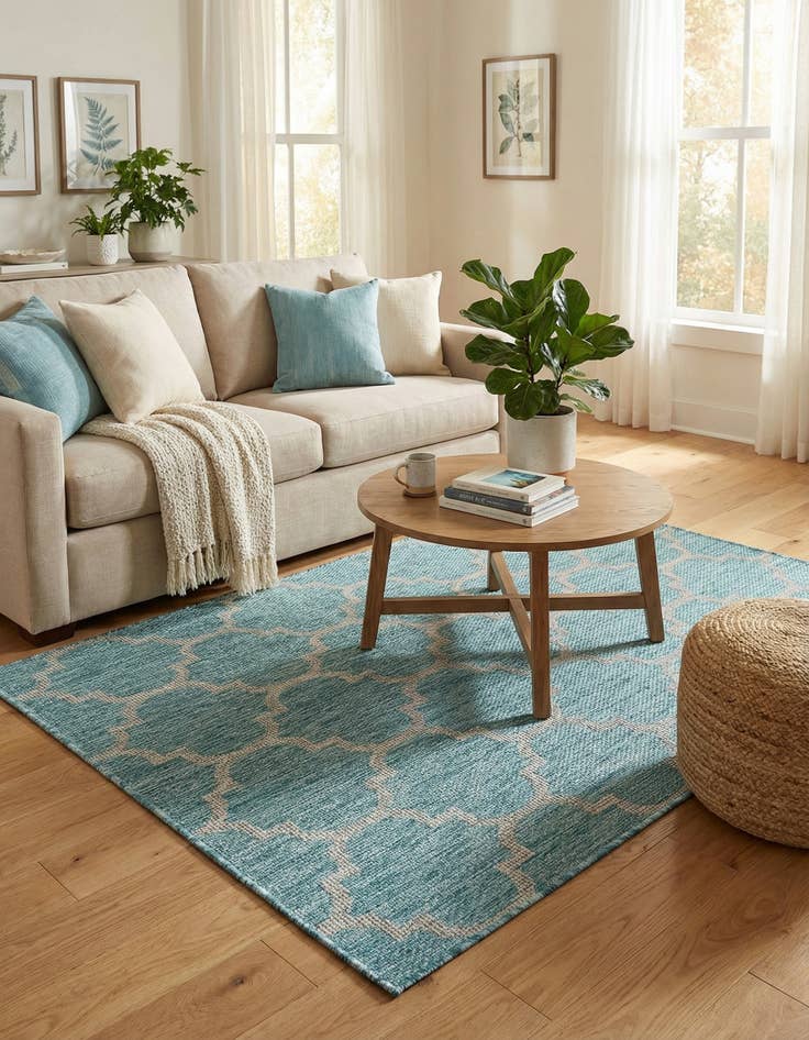 Detail image of 4' x 6'  Washable Trellis Indoor / Outdoor Rug