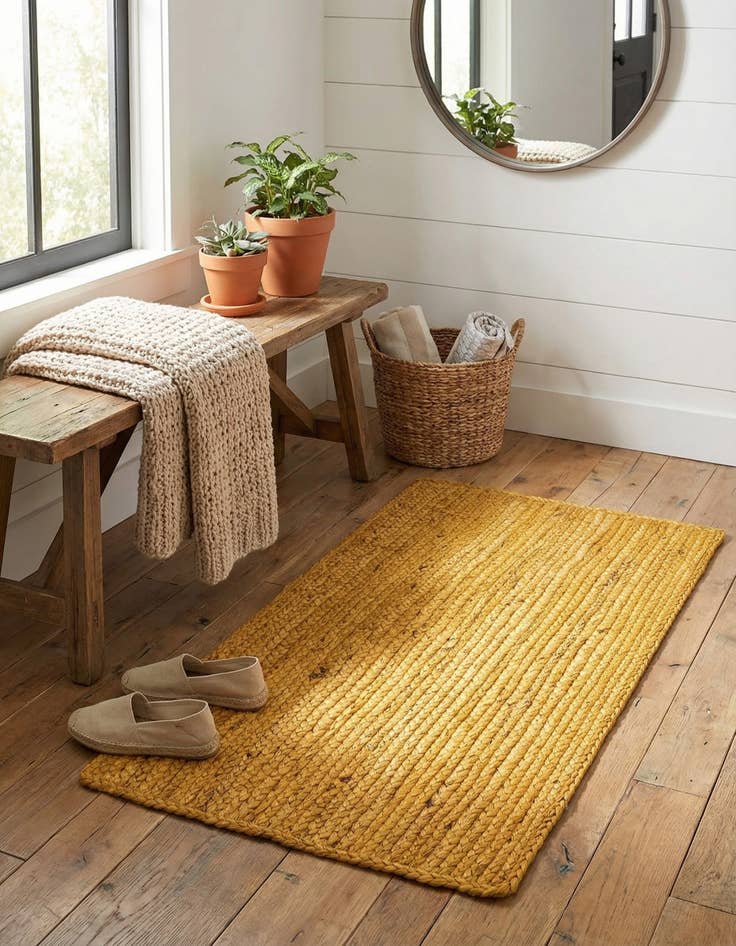 Detail image of  2' x 3' 1  Hand Braided Jute Rug