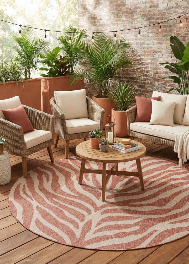 10' x 10' Easy-Clean Safari Indoor / Outdoor Round Rug