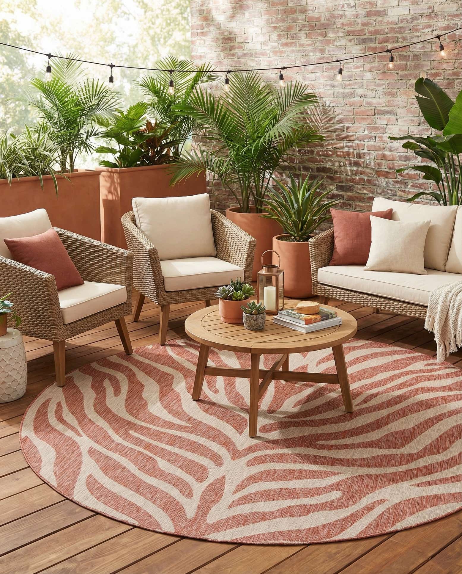 10' x 10' Easy-Clean Safari Indoor / Outdoor Round Rug