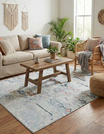 Ivory Gray Kamala Washable Square Rug
