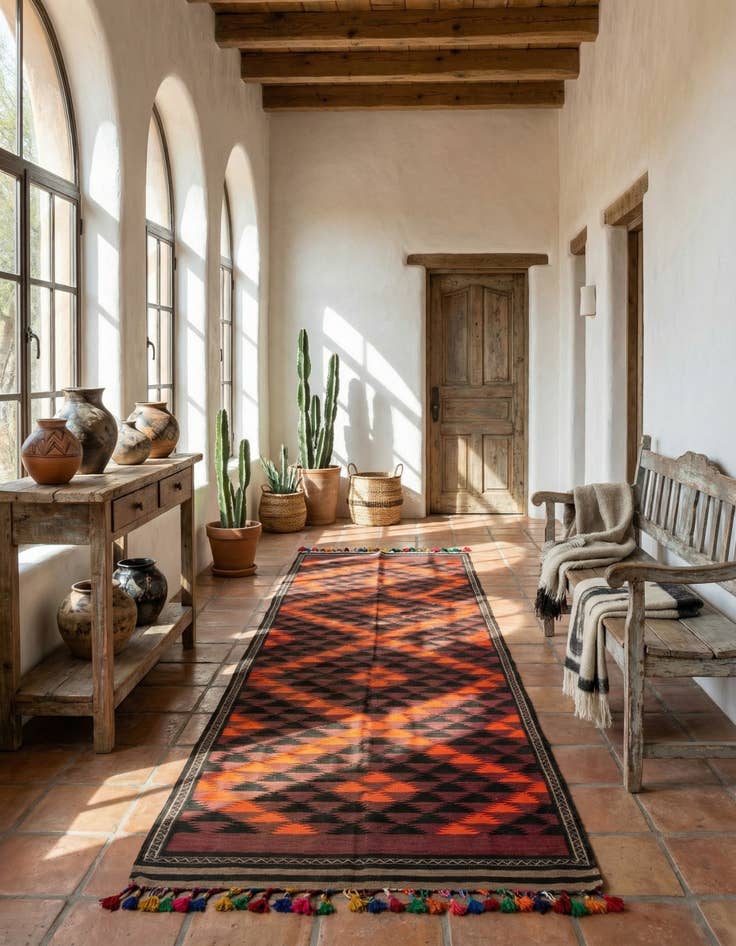 Detail image of 4' 3 x 11' 10  Hand Woven Kilim Fars Wool Runner Rug