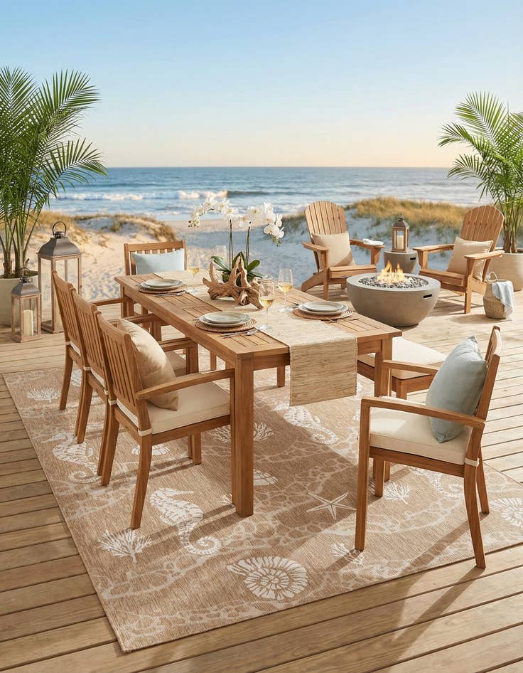 Detail image of 10' x 14'  Washable Coastal Indoor / Outdoor Rug