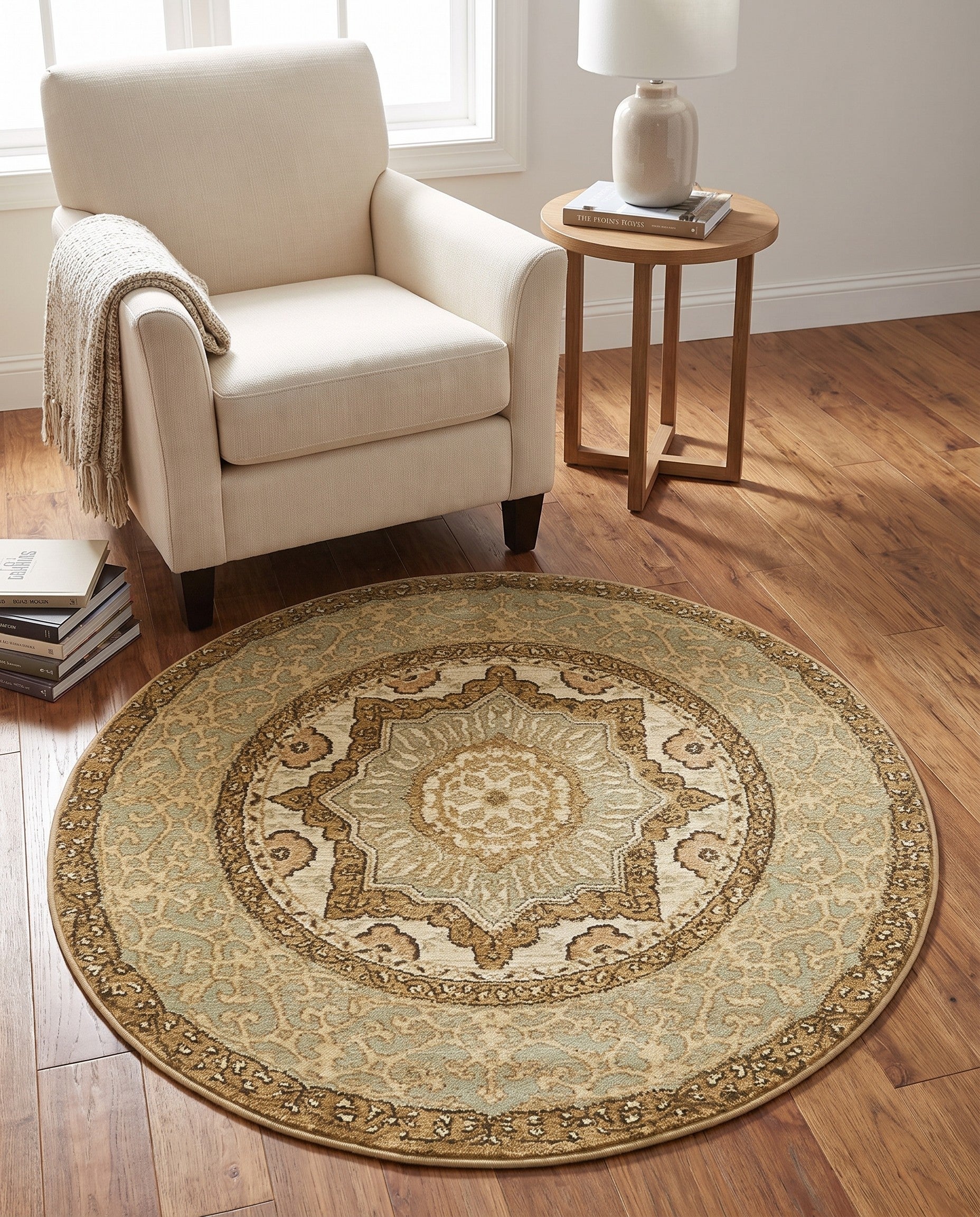 Cream Amina Round Rug