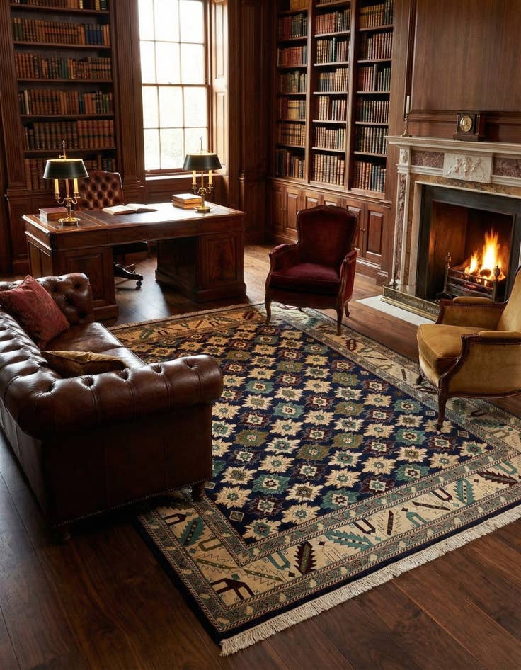 Detail image of 8' 1 x 10' 11  Hand Knotted Lesghi Wool Rug