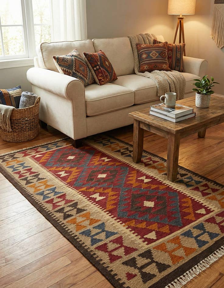 Detail image of 3' 5 x 6' 4  Hand Woven Kilim Maymana Wool Rug