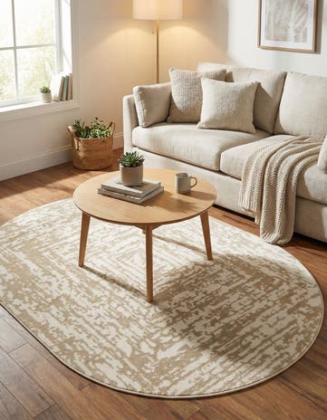 White Bone Hermitage Oval Rug