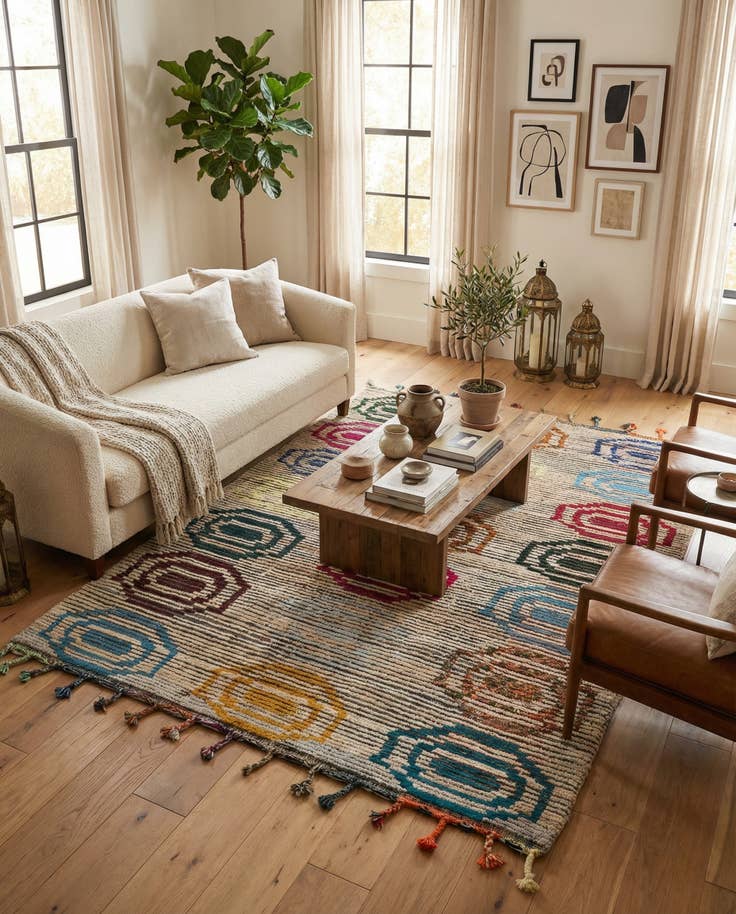 Detail image of 5' 6 x 8' 4 Hand Knotted Moroccan Wool Rug