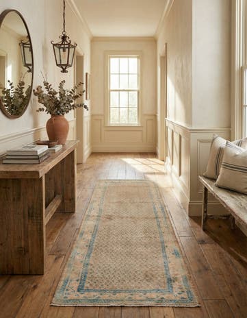 3' 7 x 10' 4 Hand Knotted Ultra Vintage Persian Wool Runner Rug