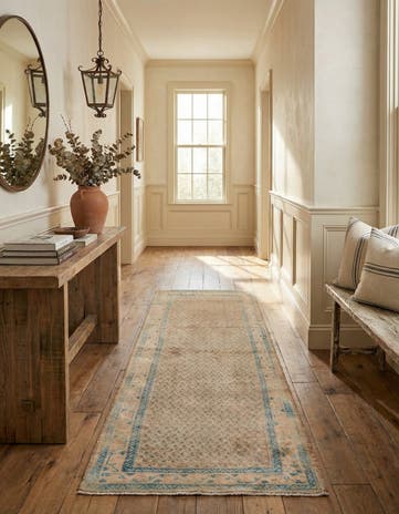 3' 7 x 10' 4 Hand Knotted Ultra Vintage Persian Wool Runner Rug