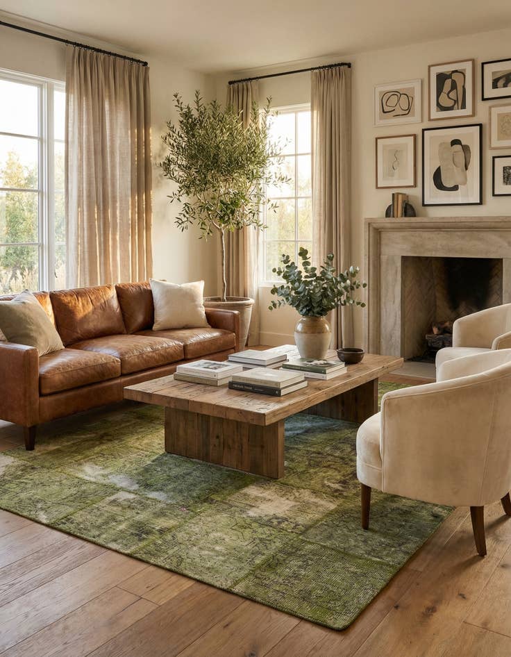 Detail image of 5' 9 x 8'  Hand Knotted Ultra Vintage Persian Wool Rug