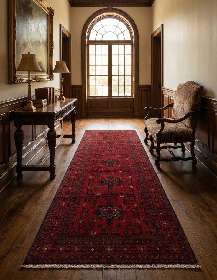 Detail image of  2' 9 x 9' 7  Hand Knotted Khal Mohammadi Wool Runner Rug