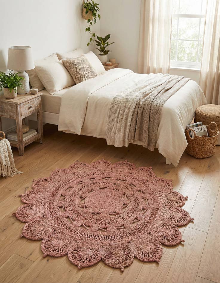 Detail image of 4' 1 x 4' 1 Handmade Braided Jute Round Rug