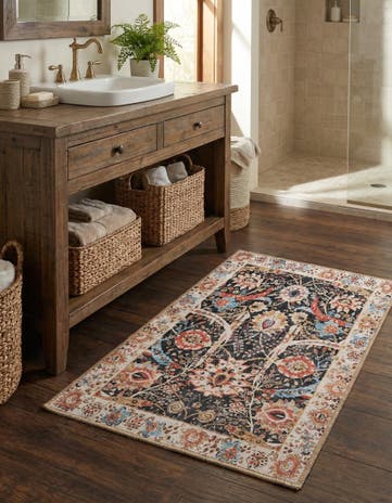Black Washable Timeless Rug