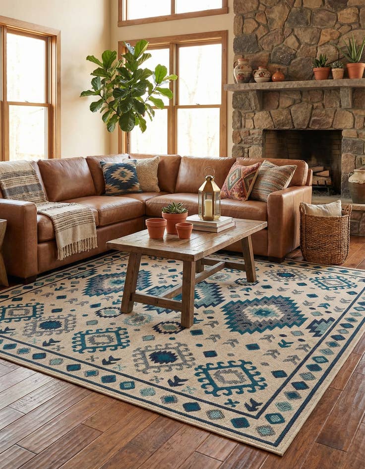 Detail image of 10' x 10'  Washable Baja Indoor / Outdoor Square Rug