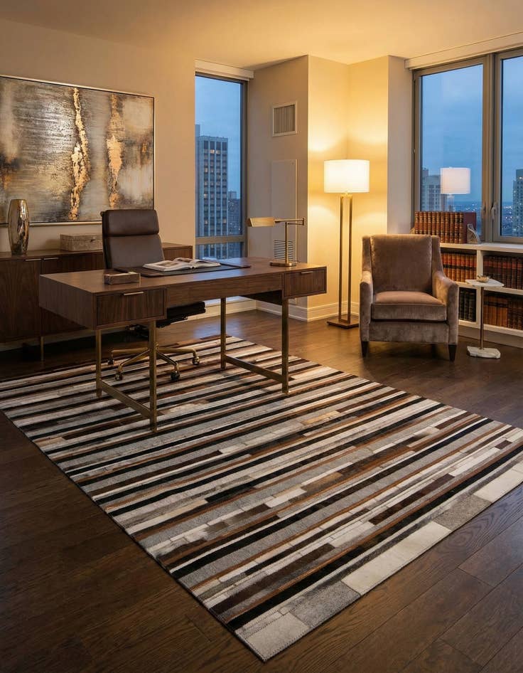 Detail image of 5' x 7' 10 Cowhide Leather Rug