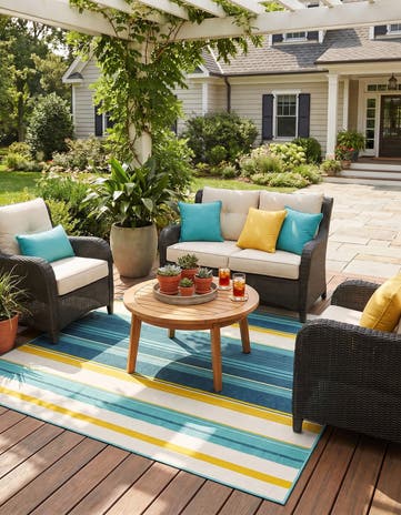7' 10 x 7' 10 Easy-Clean Border Indoor / Outdoor Square Rug