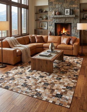 5' 3 x 7' 6 Cowhide Stocks Rug