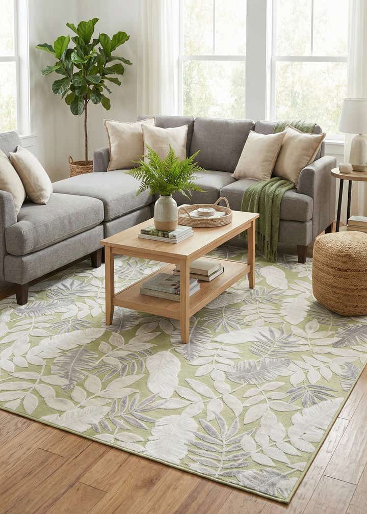 9' 9 x 12' Easy-Clean Botanical Indoor / Outdoor Rug